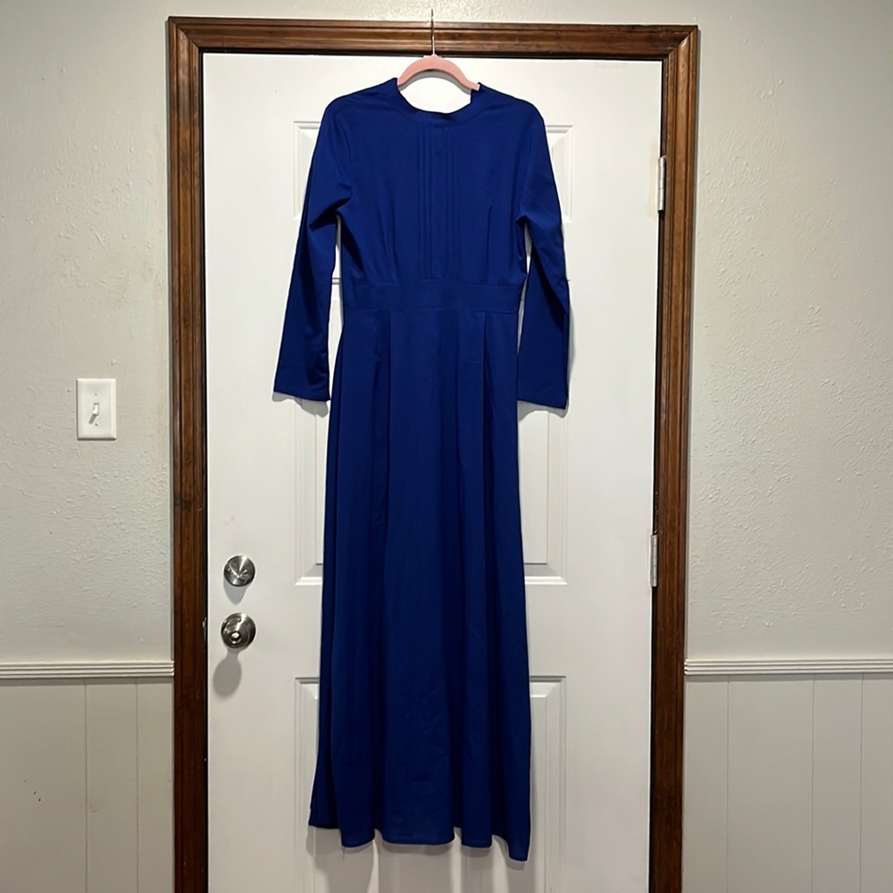 No Brand MEDIUM Blue Long sleeve MODEST Maxi Zip up Dress